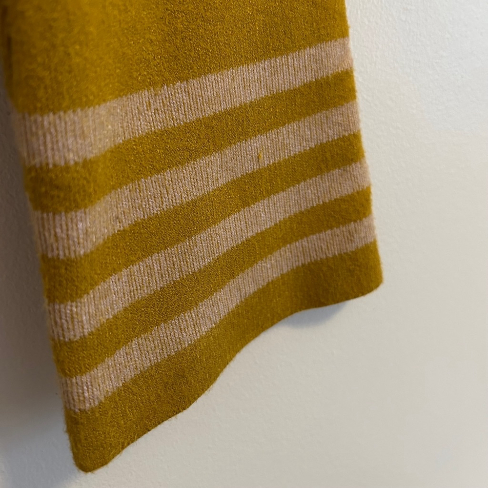 Moth Anthropologie Mock Neck Sweater Yellow Striped Knit Size Small Soft Cozy - Picture 7 of 11